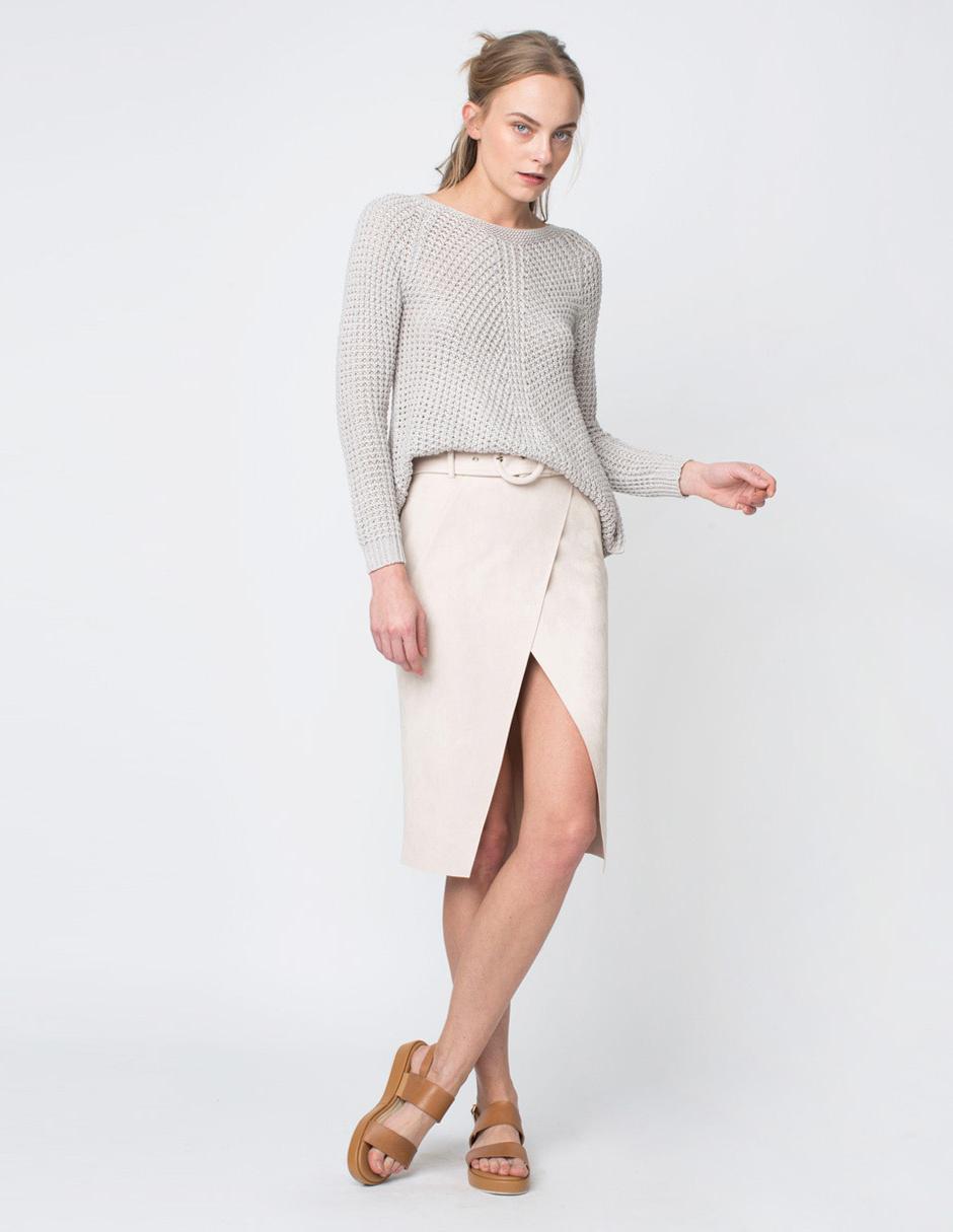 Falda asimétrica - total look neutros
